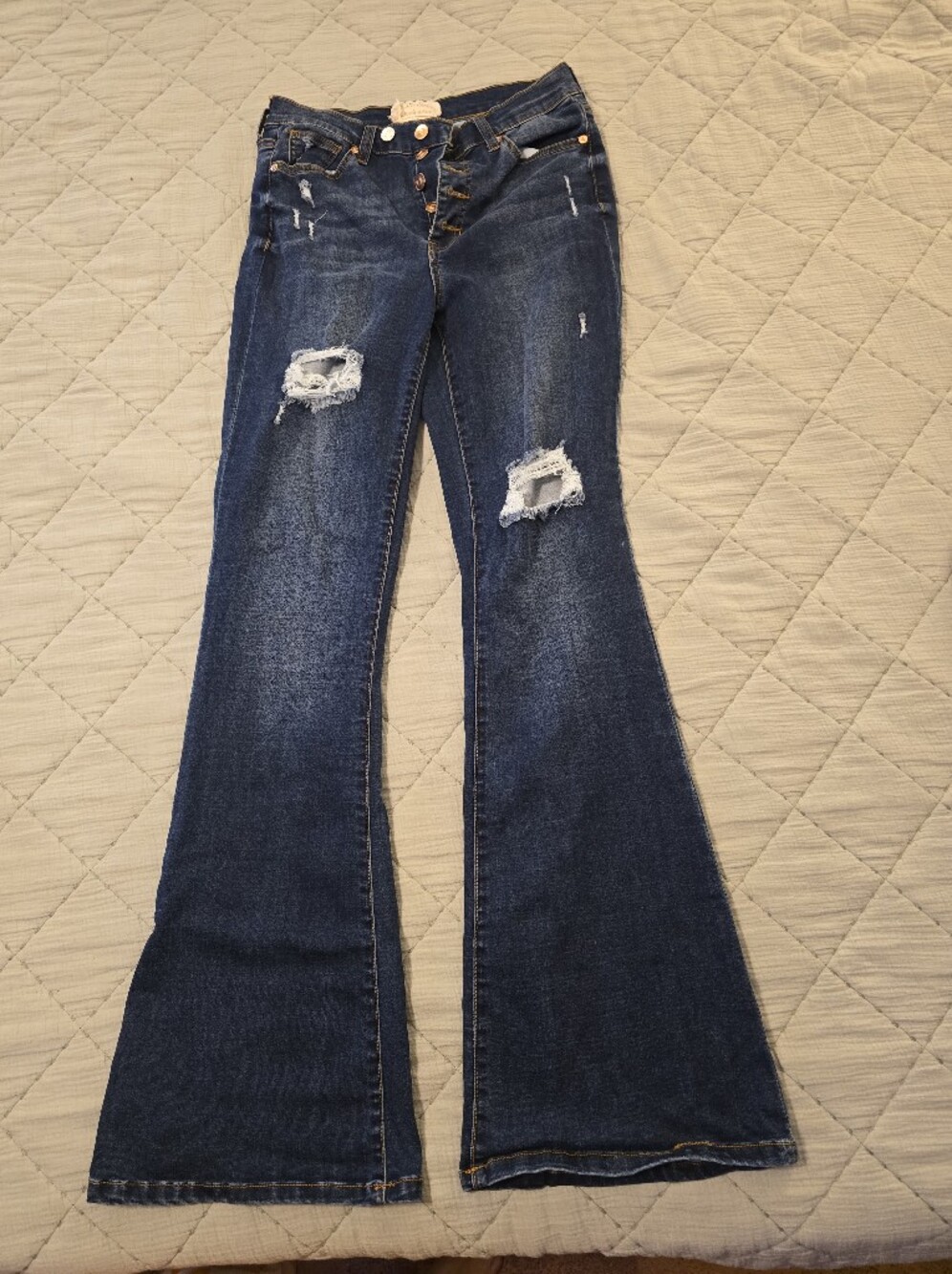 Altar'd State Dark Blue Distressed Women's Flare Jeans SZ 27